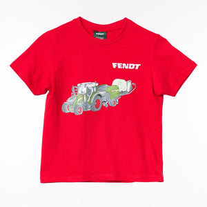 Fendt Kids Red Power T-Shirt 100% Cotton with Tractor Print - X99102519