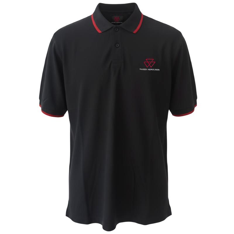 Massey Ferguson Men's Black Polo Shirt Cotton Logo | X993442503100