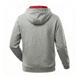 MF Greyline Hoodie with Flocked Logo & Red Hood Lining, Adjustable Drawstrings - Model X993442504