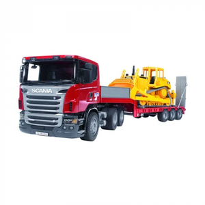 Bruder - Scania R-series Low Loader Truck with CAT Bulldozer 1:16 - T035556 - Farming Parts