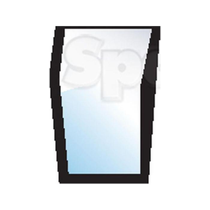 The Sparex Lower Front Glass RH | Sparex Part No.S.100435 is a trapezoid-shaped mirror with a black frame, featuring a subtle curved design with the wider side at the top and narrower at the bottom.