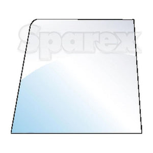 Illustration of the Sparex Door Glass LH (Sparex Part No. S.100538), a trapezoid-shaped glass pane with a light gradient background, accentuated by sleek glazing rubber.