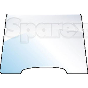 The Windscreen - S.100564 by Sparex is a clear, rectangular piece of glass or similar material with slightly rounded edges and a cutout at the bottom center, suitable for displaying information.