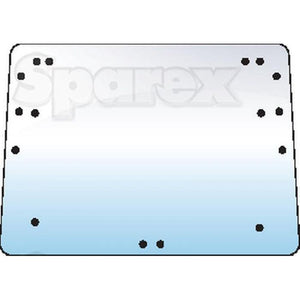 An empty rectangular metal plate with multiple small holes along the edges and center, branded as "Sparex" and identified by Sparex Part No. S.100597, suitable for Renault parts, specifically the rear window.