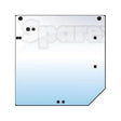 Illustration of a square Rear Window with bolt holes, featuring the word "Sparex" in the background. The glass has a diagonal cut on the bottom right corner, perfect for Claas ARES models.
