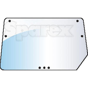 Rectangular glass panel with rounded corners and multiple drilled holes, featuring glazing rubber for added stability. The word "Sparex" is faintly visible in the background. This product is known as the Rear Window (Sparex Part No. S.100661) by Sparex.