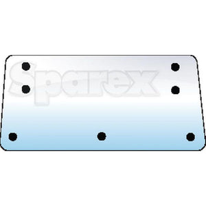 Illustration of the Sparex Rear Window (Sparex Part No. S.100739), a rectangular metal plate with rounded corners featuring six evenly spaced holes, commonly used in conjunction with Sparex Gas Strut systems.