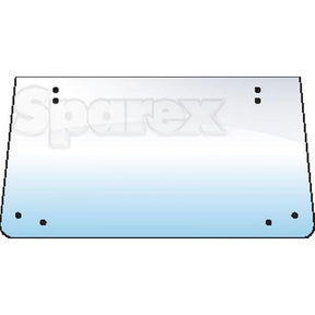 Illustration of a rectangular piece of glass with eight holes near the edges, labeled "Rear Window | Sparex Part No. S.100749.