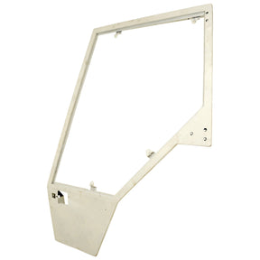 The Door Frame LH by Sparex, Part No.S.101085, is a metallic frame with an asymmetrical design featuring multiple mounting points and an angular cut-out section on the lower left side, reminiscent of a Massey Ferguson door frame.
