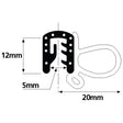 Black and white technical diagram showing the dimensions of a Glazing Rubber - Type component with a curved shape, labeled with measurements 12mm, 5mm, and 20mm. Labeled as Sparex Part No.S.101089 by the brand Sparex.