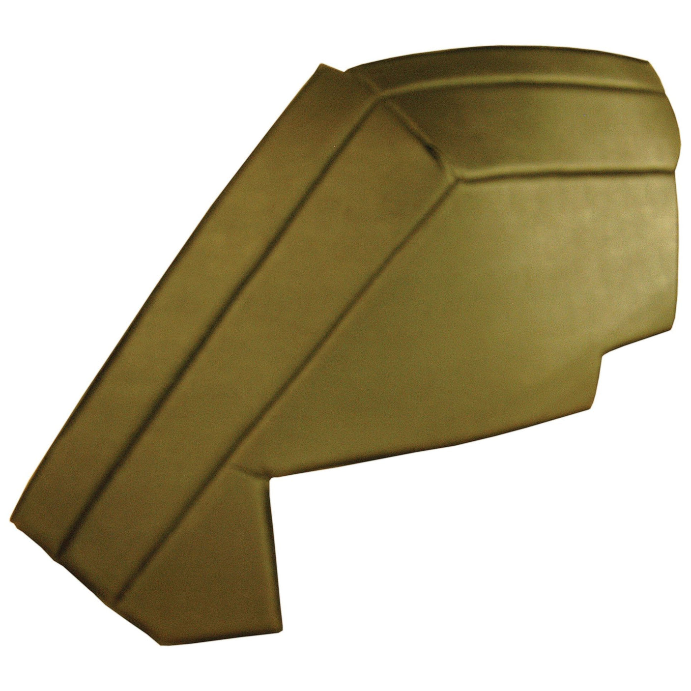 Image of a gold-colored angular object with a geometric design, featuring layered lines and sharp edges, reminiscent of the Sparex Side Trim Panel RH | Sparex Part No.S.101456 from their classic models.