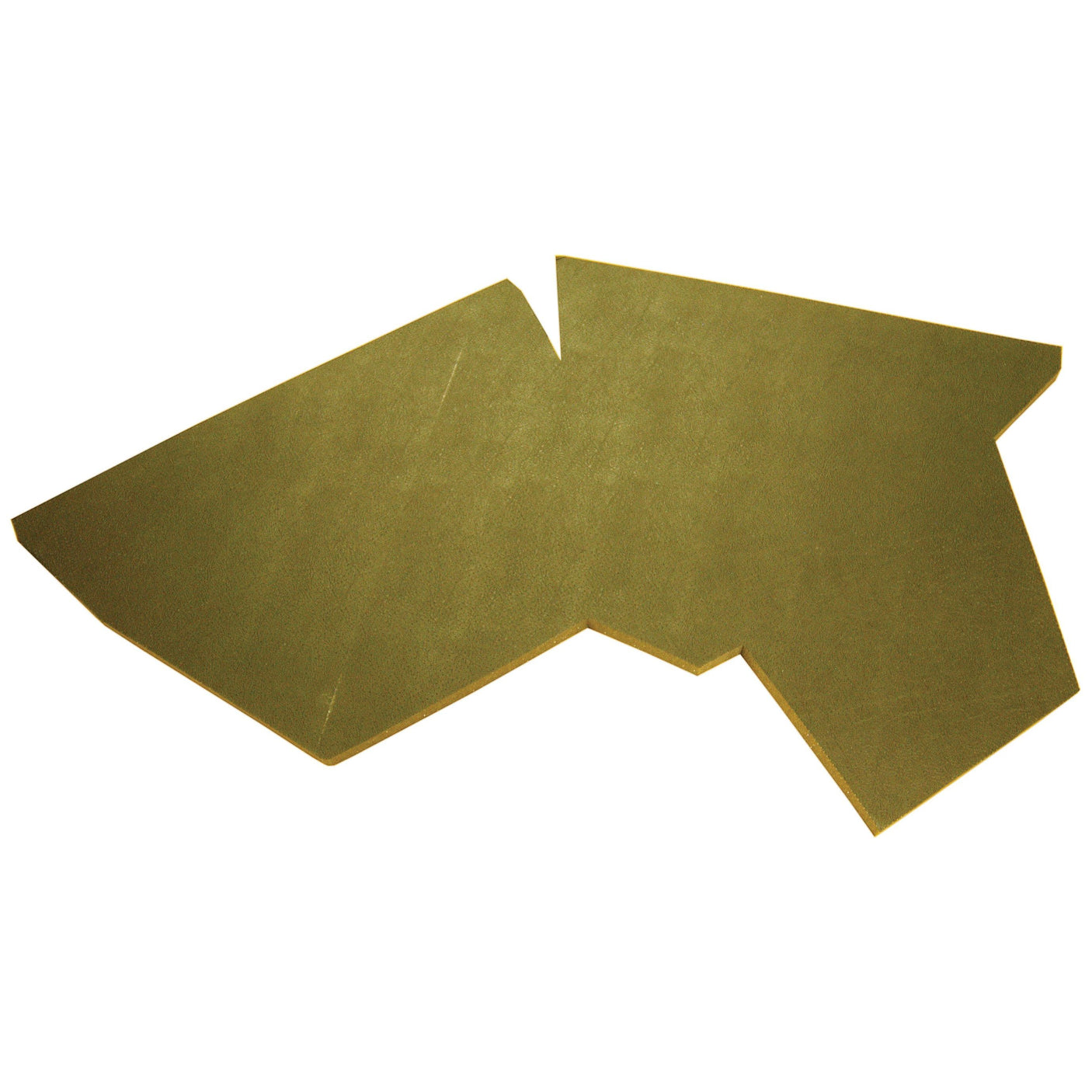 A 3D rendering of an irregularly shaped, flat, green object with sharp angles and straight edges positioned on a white background, resembling the Sparex Side Trim Panel RH (Sparex Part No. S.101464).