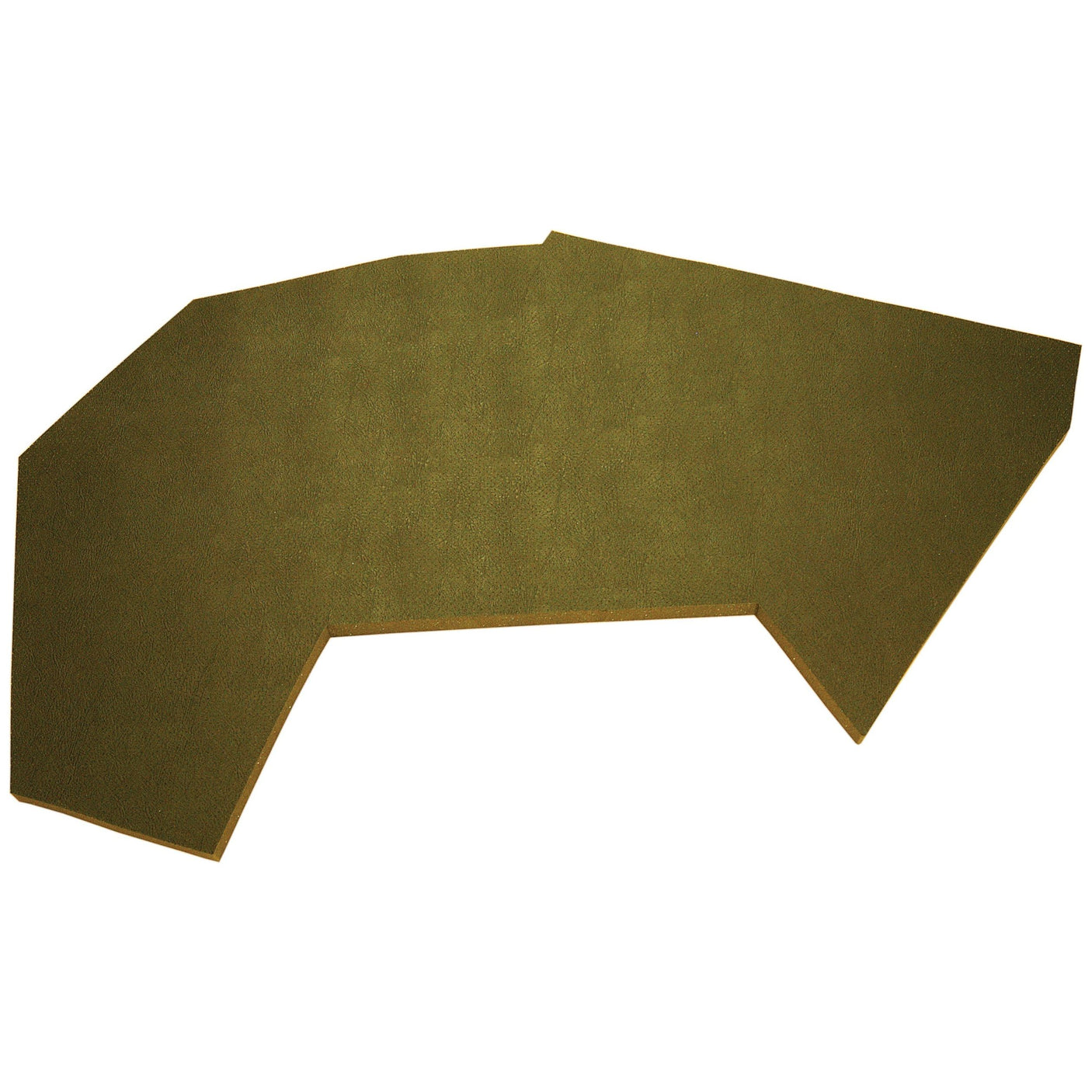 A green, irregularly shaped piece of material with straight and angled edges lies flat against a white background, resembling a Sparex Side Trim Panel RH (Sparex Part No. S.101470) for Ford New Holland tractors.