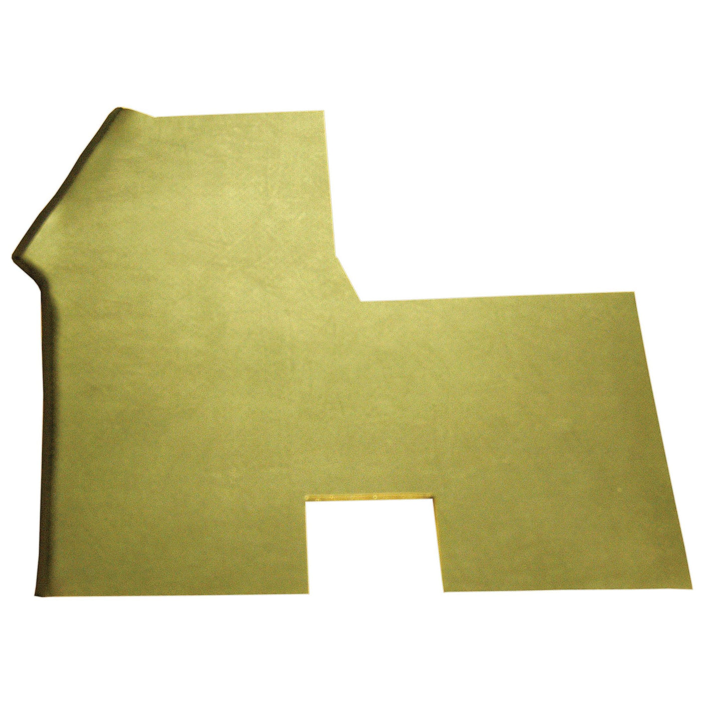 A piece of green leather with an irregular shape and a cut-out section near the bottom, ideal for use as a Side Trim Panel on Ford / New Holland models. This is known as the Sparex Side Trim Panel RH, Part No. S.101487.