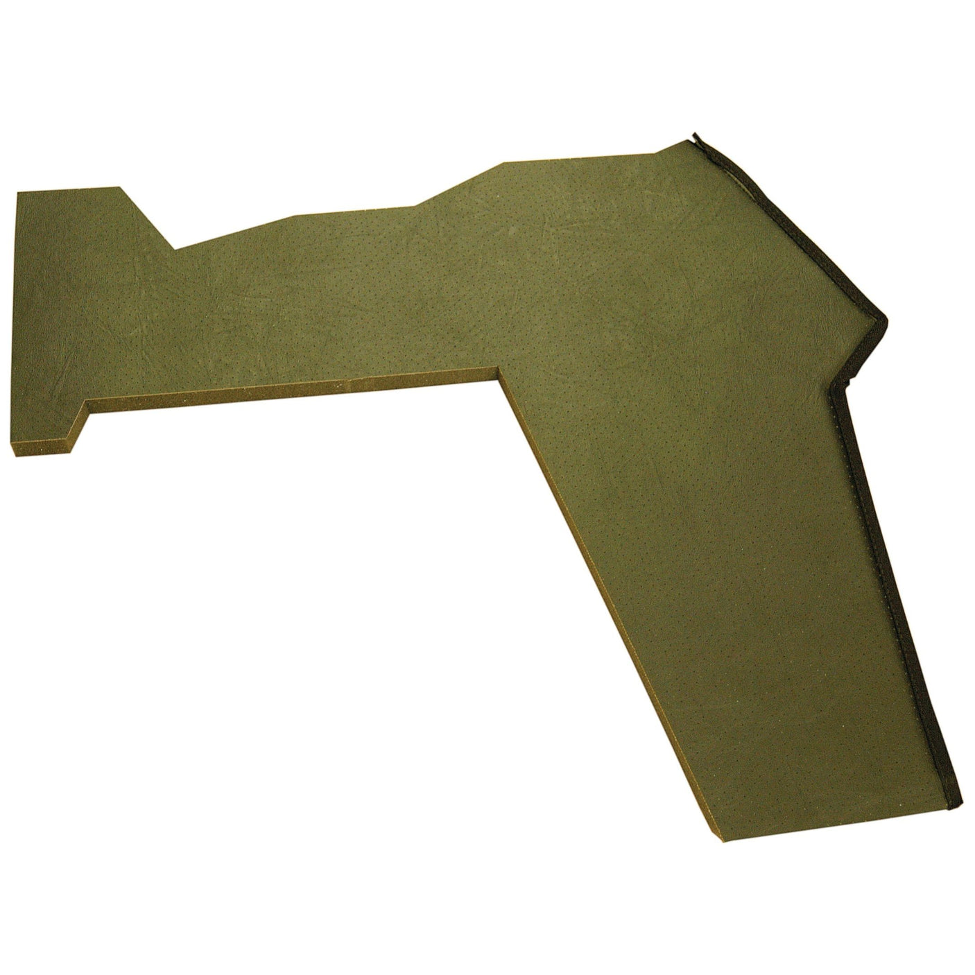 A flat, green, L-shaped piece of material with straight and angled edges, resembling a geometric shape or part of a structure; it could be the Side Trim Panel LH from Sparex (Sparex Part No. S.101488) for models like Ford / New Holland.