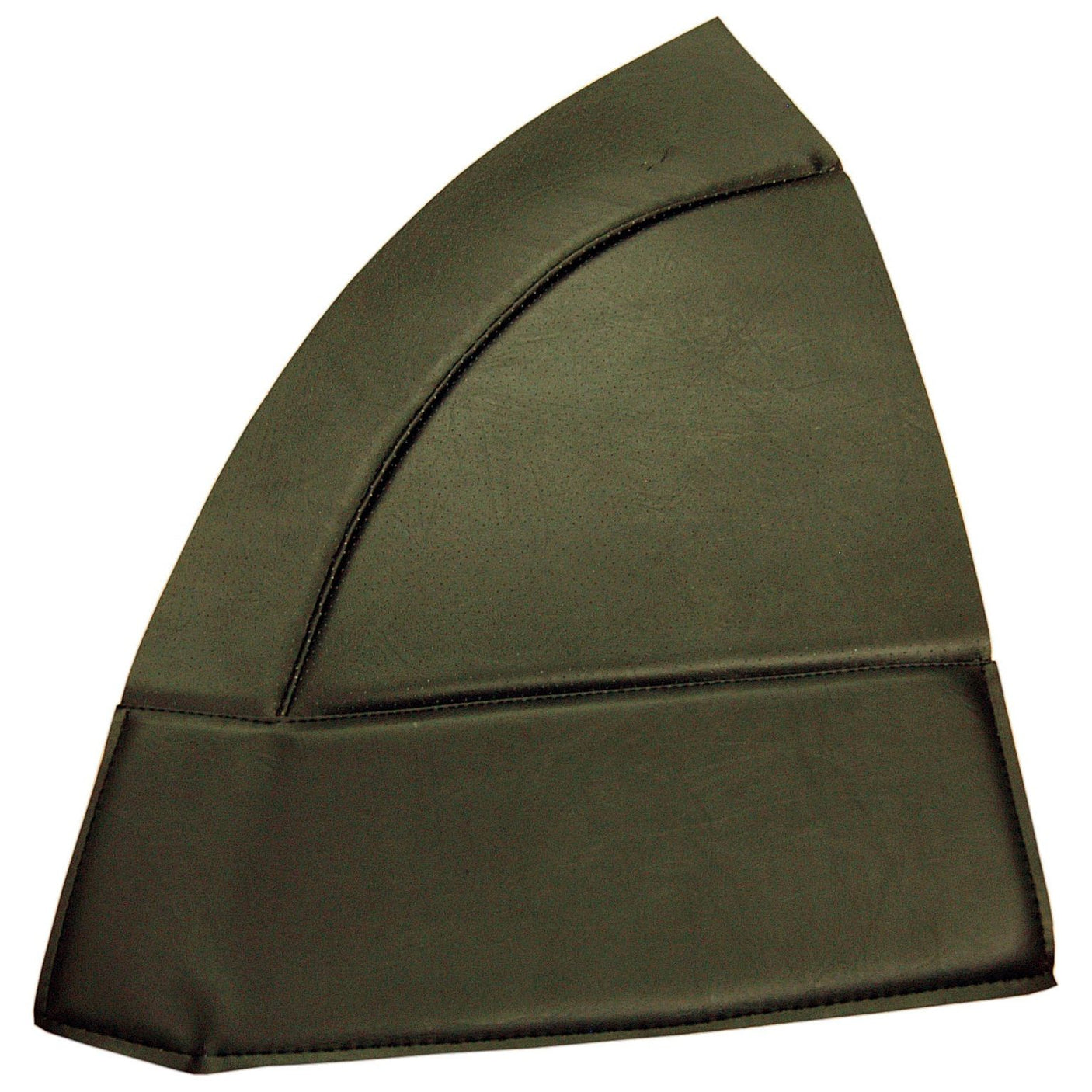 The Fender Pad Trim RH (Sparex Part No. S.101489) from Sparex is a black, triangular-shaped object with visible stitching and a slightly curved top edge. The material appears to be leather or faux leather, reminiscent of the genuine craftsmanship seen in Ford/New Holland products.