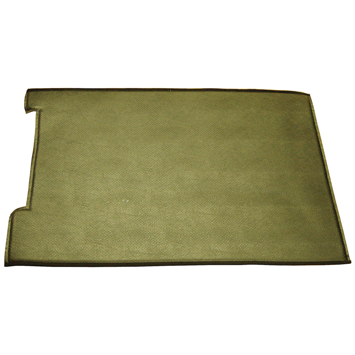 A rectangular olive green carpet or mat featuring a cutout on the upper left side, reminiscent of the Sparex Upper Base Trim Panel (Sparex Part No. S.101534).