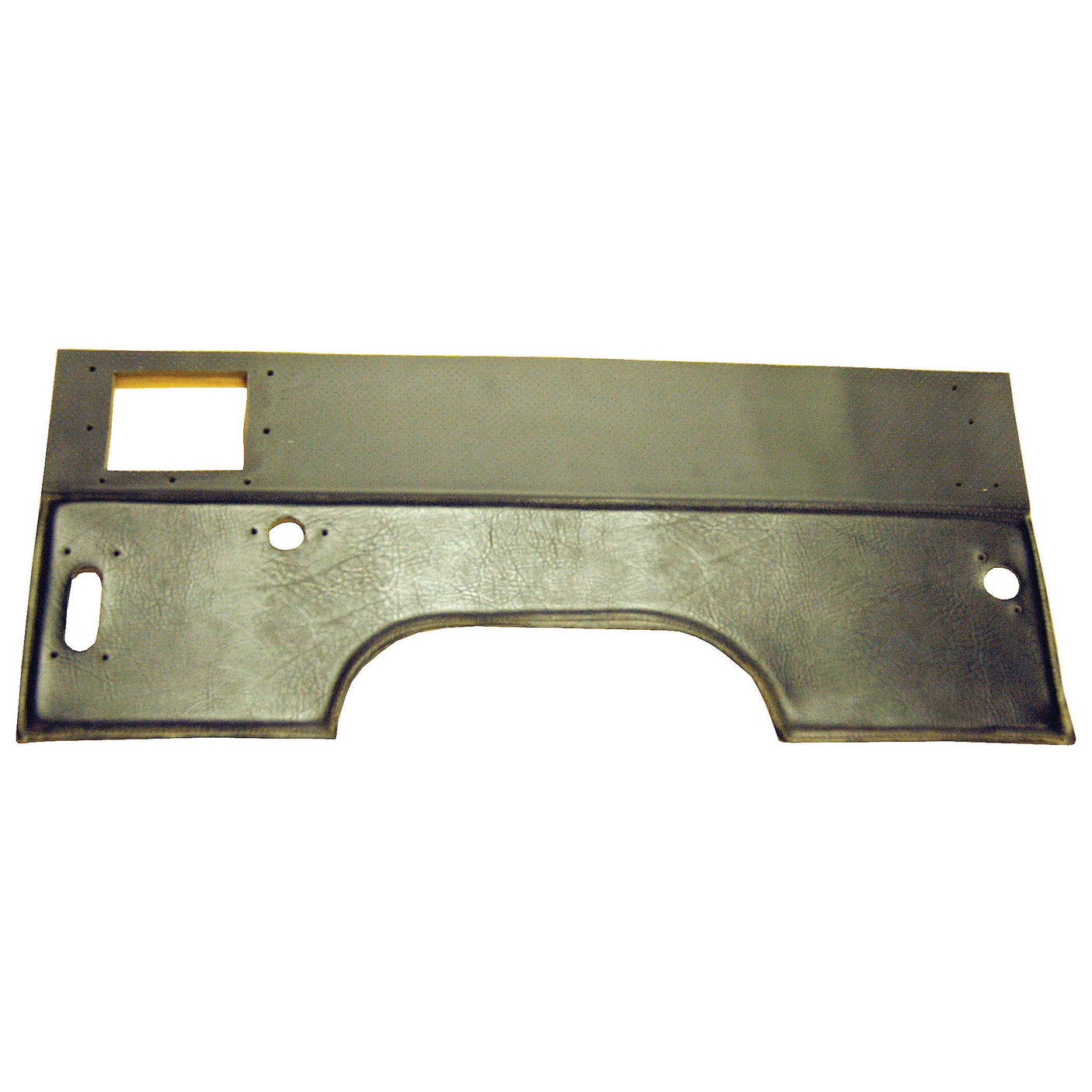 Introducing the Sparex Lower Base Trim Panel (Part No. S.101536) for Massey Ferguson 565, designed with a flat, rectangular shape, a large cutout on the left side, and multiple smaller circular cutouts for optimal functionality.