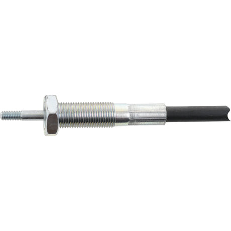 The Sparex Remote Control Assembly with 4M Cable (Sparex Part No. S.101647) includes a metal rod with a threaded section and a hexagonal nut, attached to a black, insulating enclosure on the opposite end, offering compatibility with Bondioli & Pavesi mechanisms.