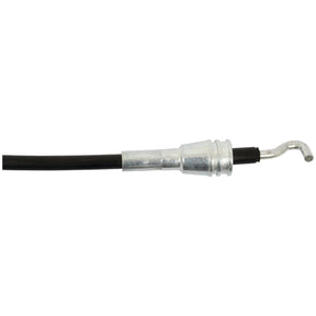 A close-up image of a Sparex Remote Control Cable - Morse Style 3M (Sparex Part No. S.101687) with a metal fitting at one end and a curved metal tip.