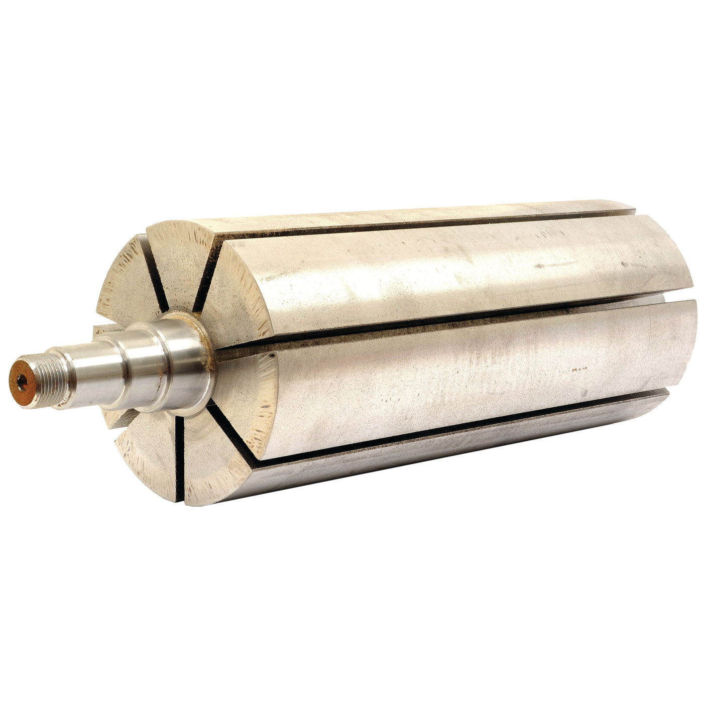 A Rotor, part number 4010220015 (Sparex Part No. S.101831) from the brand Sparex, is a cylindrical metal tool featuring grooved slots and a threaded rod at one end, similar to those used in Battioni's Mec6500M vacuum pumps for industrial applications.