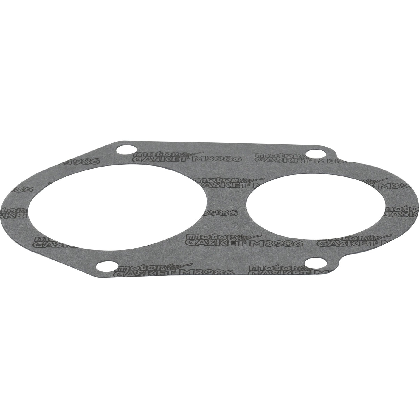 A flat, two-holed, gray automotive gasket with text "motor GASKET M3039" imprinted on it, suitable for Mec vacuum pumps.