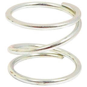 A close-up view of a cylindrical metallic coil spring with a shiny finish, having a loose and widely spaced spiral structure, specifically the Sparex Spring To fit as: 4012007002 | Sparex Part No. S.101866, often found in Battioni Mec vacuum pumps.