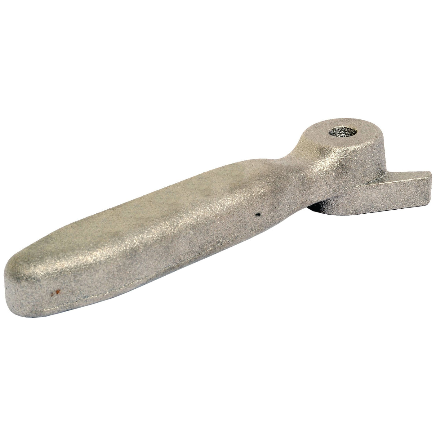 The Sparex Directional Flow Handle, model number S.101870, features a metallic gray finish and a curved grip. It includes a hole and a small protruding piece at one end, designed specifically for Battioni Mec vacuum pumps, fitting model 4010801007.