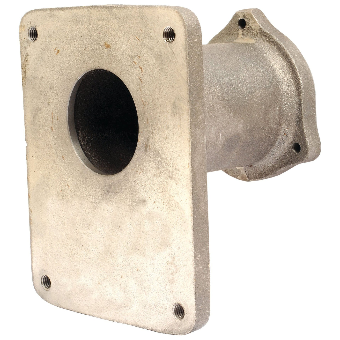 This Sparex Hydraulic Motor Support, part number S.101879 (4011001016), features a metal component with a square flange and a protruding cylindrical section. The flange has four visible bolt holes, making it ideal for use in vacuum pumps such as the Battioni Pagani MEC5000H.