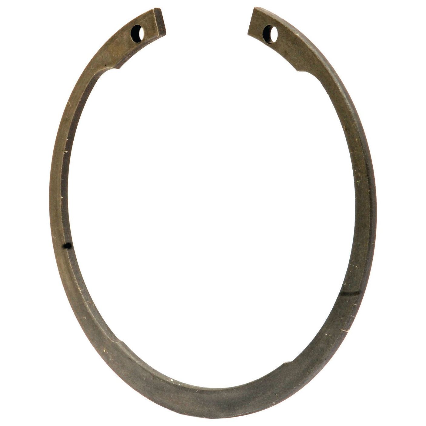 The Seeger Ring Ø80 x 70 x 5mm, Sparex Part No. S.101889, is a circular snap ring with a small gap and two holes on opposite ends for easy installation or removal, commonly used in Battioni vacuum pumps.