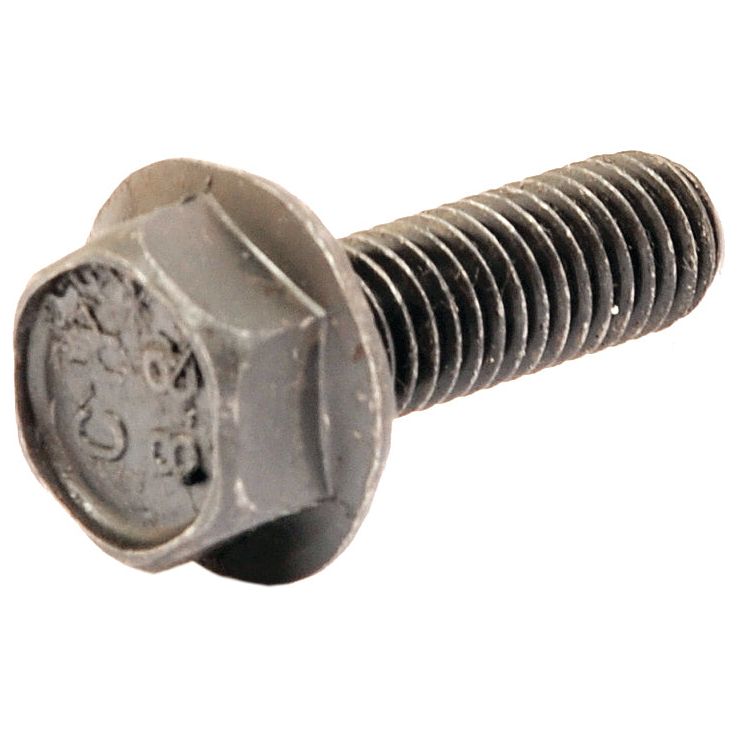 Close-up of the Sparex Screw - M8 x 25mm (Bag of 5), identifiable by its partially threaded shaft and distinctive hexagonal head marked with "5050107108." Often found in industrial equipment like Battioni vacuum pumps, this metallic bolt features a dark finish.