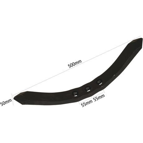 A Sparex Reversible Point in black metal with dimensions 500mm length, 50mm width, and 55mm hole spacing. Compatible with the Vaderstad TD300, part number 4471521 (Sparex Part No. S.102554).