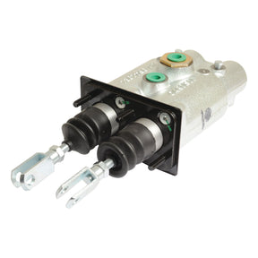 The Sparex Brake Master Booster Cylinder (Sparex Part No. S.102606) features dual outlets, rubber bellows, and mounting bolts, and is compatible with Ford New Holland machinery.