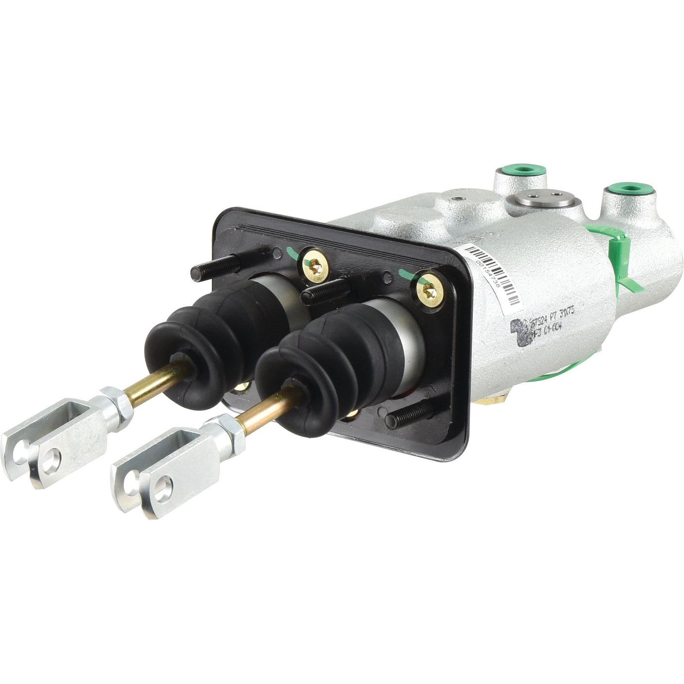 Image of a Brake Master Booster Cylinder (Sparex Part No. S.102607), featuring dual circuit hydraulic mechanics with two rods and rubber boots, compatible with mineral oil, and commonly used in automotive brake systems.