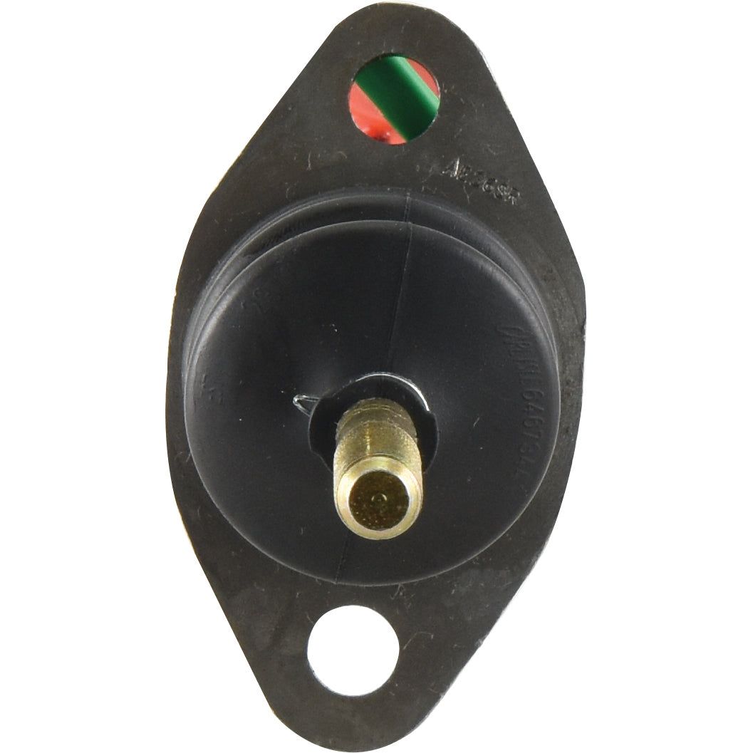 A close-up view of the Sparex Brake Master Cylinder (Part No. S.102615) featuring black plastic and metal construction with two mounting holes and visible electrical wiring, commonly utilized in Carlisle brake systems or Case IH / International Harvester machinery.