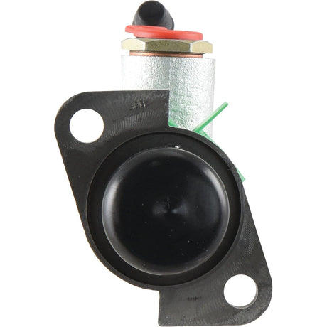 A close-up view of the Brake Master Cylinder | Sparex Part No. S.102619, featuring a black circular part attached to a mounting bracket with two holes, by Sparex.