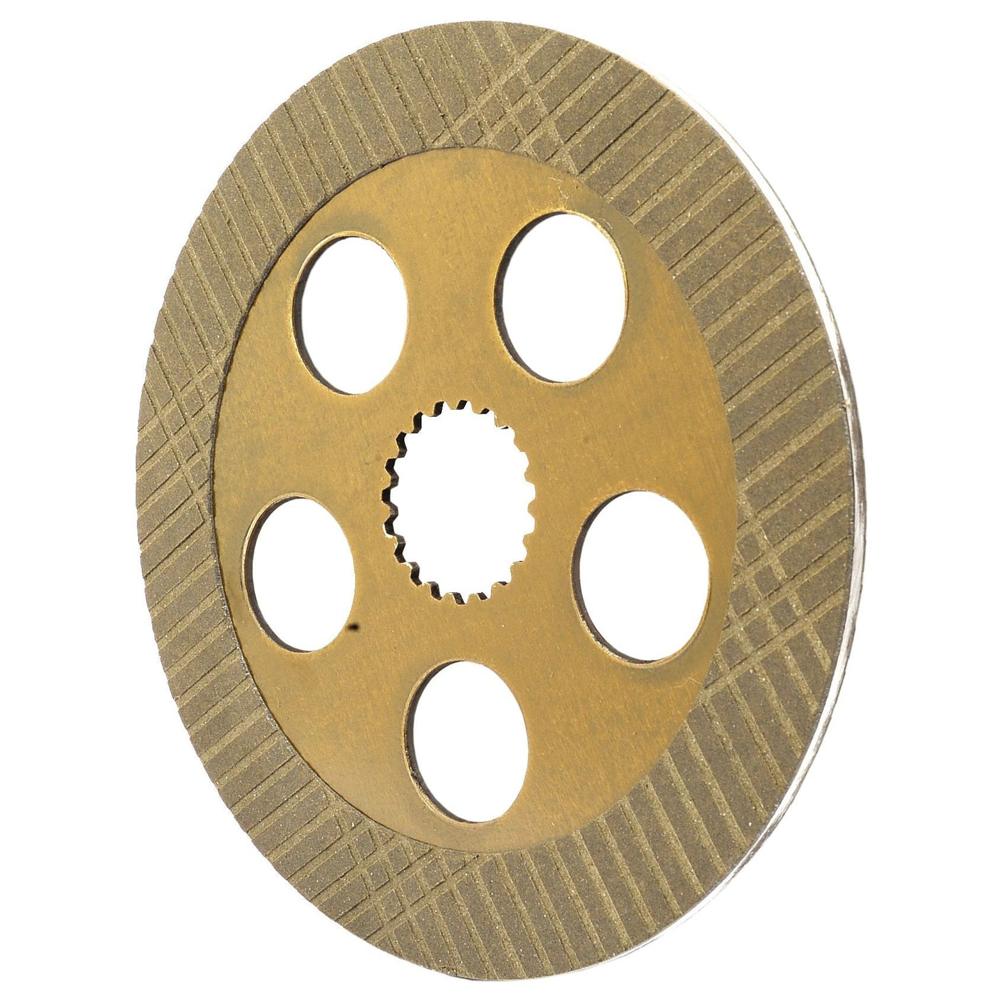 The Brake Friction Disc by Sparex (S.102732) is a circular, metallic cutting disc with a textured surface featuring six evenly spaced round holes and a center hole with a toothed edge. The disc has an outer diameter (OD) of 178mm and a thickness of 5mm.