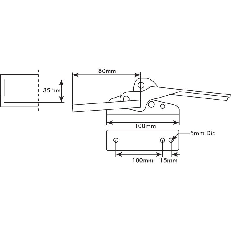 Trailer Latch, 100 x 27mm Lockable
 - S.10297 - Farming Parts