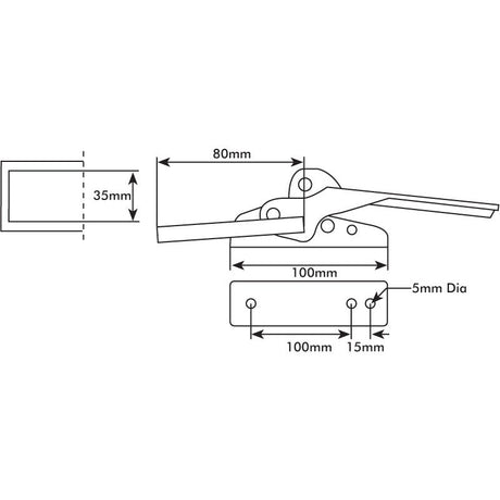 Trailer Latch, 100 x 27mm Lockable
 - S.10297 - Farming Parts