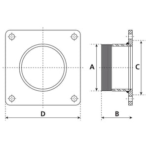 Square Flange with Thread 6''  BSPT (150mm) (Galvanised)
 - S.103087 - Farming Parts
