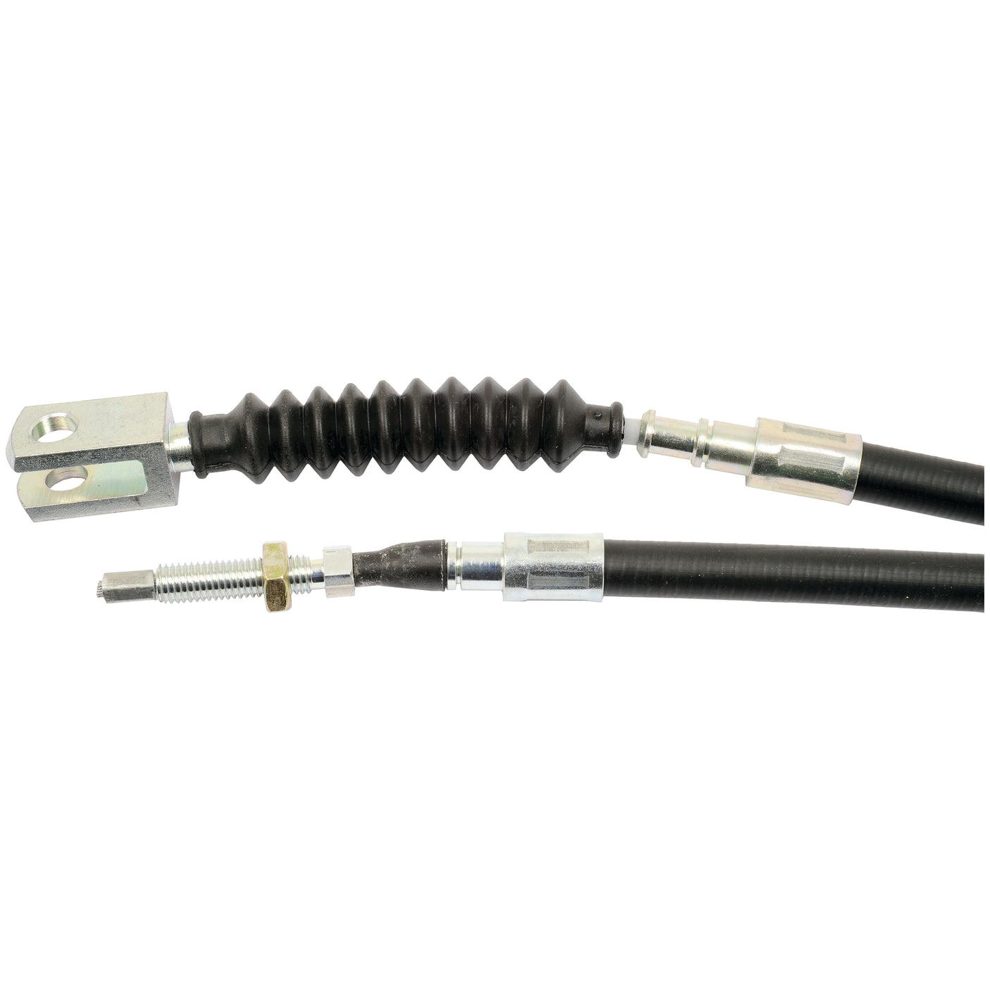 A black Sparex PTO Clutch Cable (Sparex Part No. S.103220), complete with a threaded end and metal fittings, has a length of 660mm and an outer cable length of 427mm, and is compatible with Case IH vehicles.