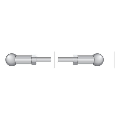 Two silver-colored rod ends with spherical heads and threaded sections are shown side by side; one is shorter than the other. These components, crucial for throttle cable adjustments, are Sparex Throttle Cables measuring 902mm and are often used in Deutz-Fahr AGROTRON machinery. The specific part number is S.103235, and the outer cable length is 747mm.