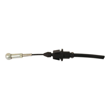 Introducing the Sparex Throttle Cable (Part No. S.103235) - a 902mm long cable with a 747mm outer sleeve, featuring a black covering, a metal connector on one end, and a circular knob on the other end. Ideal for Deutz-Fahr AGROTRON models.