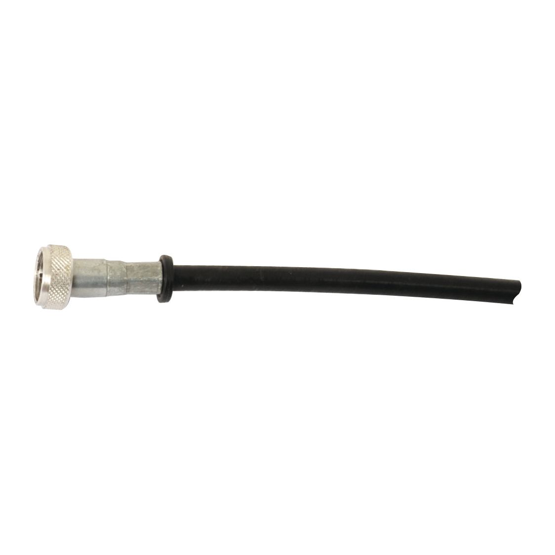 The Drive Cable by Sparex (Sparex Part No. S.103251) features a black flexible hose with a silver threaded metal connector on one end and is compatible with Sparex Drive Cable systems. It has an outer cable length of 930mm.