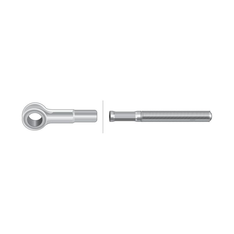 Illustration of the Sparex Hydraulic Cable (Product No. S.103252) - Length: 2190mm, with an outer cable length of 2000mm, featuring a metal threaded rod with a circular eye at one end, typically used in hydraulic cables, separated into a side view (left) and a top view (right).