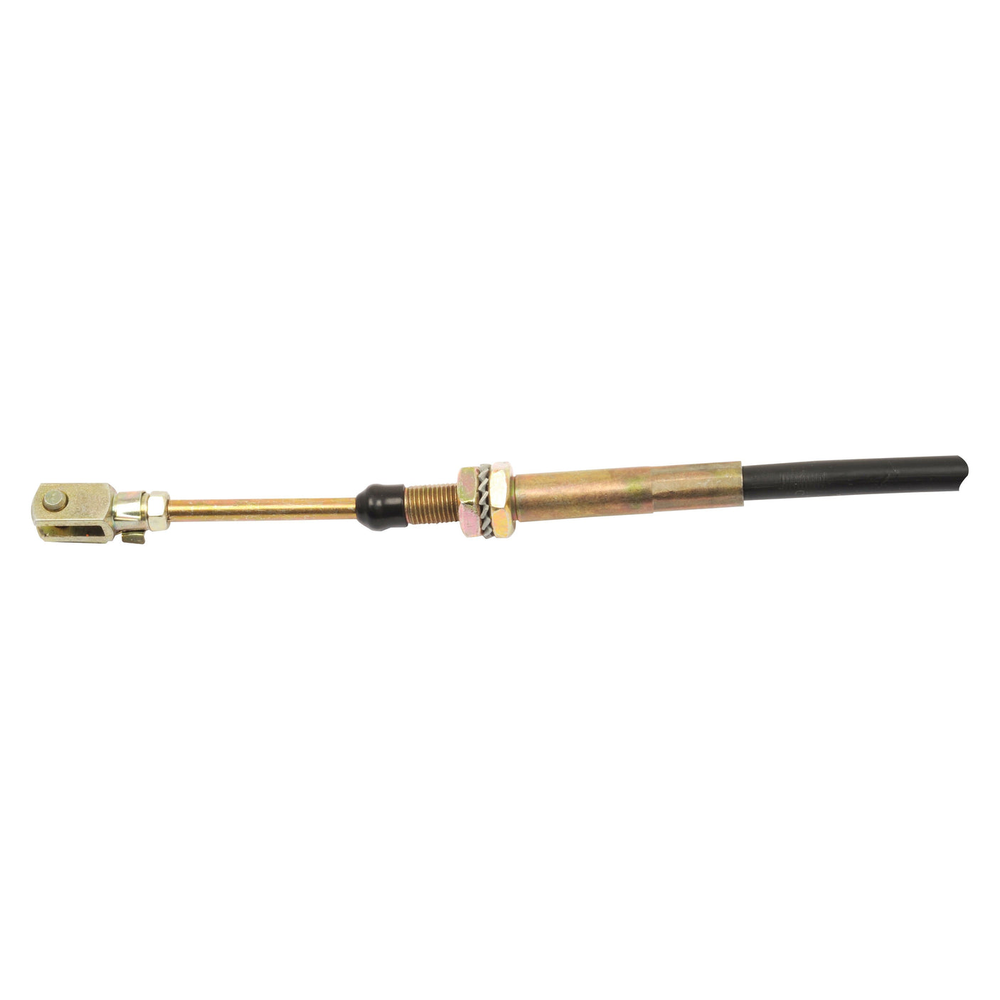 A Sparex PTO cable (Sparex Part No. S.103277) featuring a 2366mm overall length and a 2125mm outer cable length, designed with an adjustable threaded rod and coupling on one end and a protective black sleeve on the other, compatible with Massey Ferguson machinery.