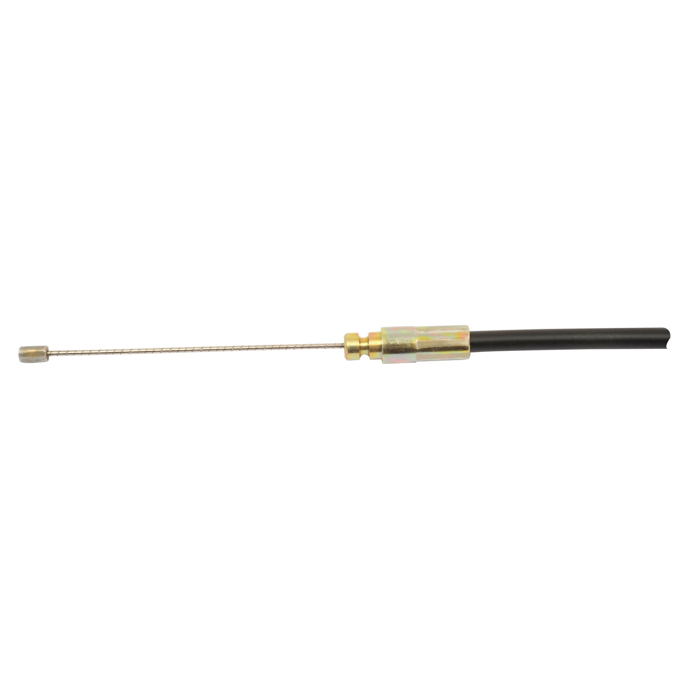 A Sparex Hand Throttle Cable (Part No. S.103282) measuring 1265mm in total length and 1070mm for the outer cable, featuring a black casing with exposed steel wire and a metal end fitting, designed specifically for Massey Ferguson machinery.