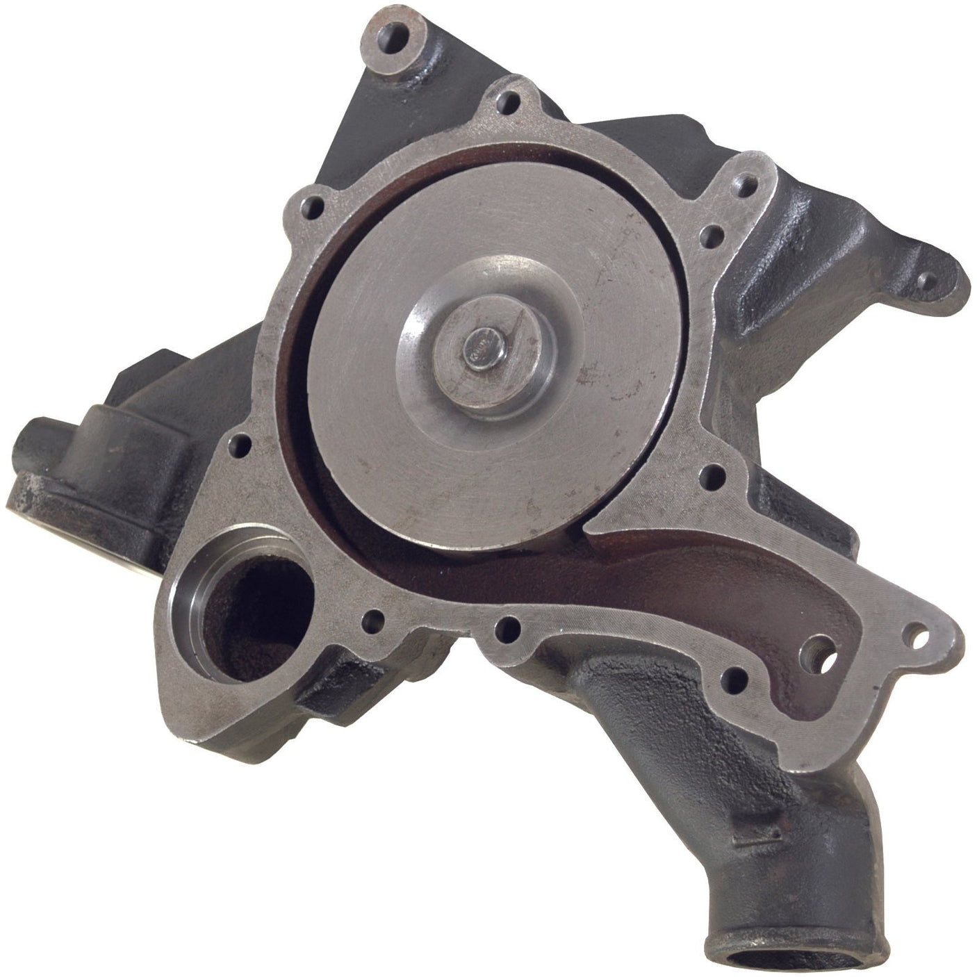 The Water Pump Assembly - S.103314 from Sparex is a metal automotive component with a circular opening and various connected parts, designed to fit seamlessly with the MAN engine D0826.