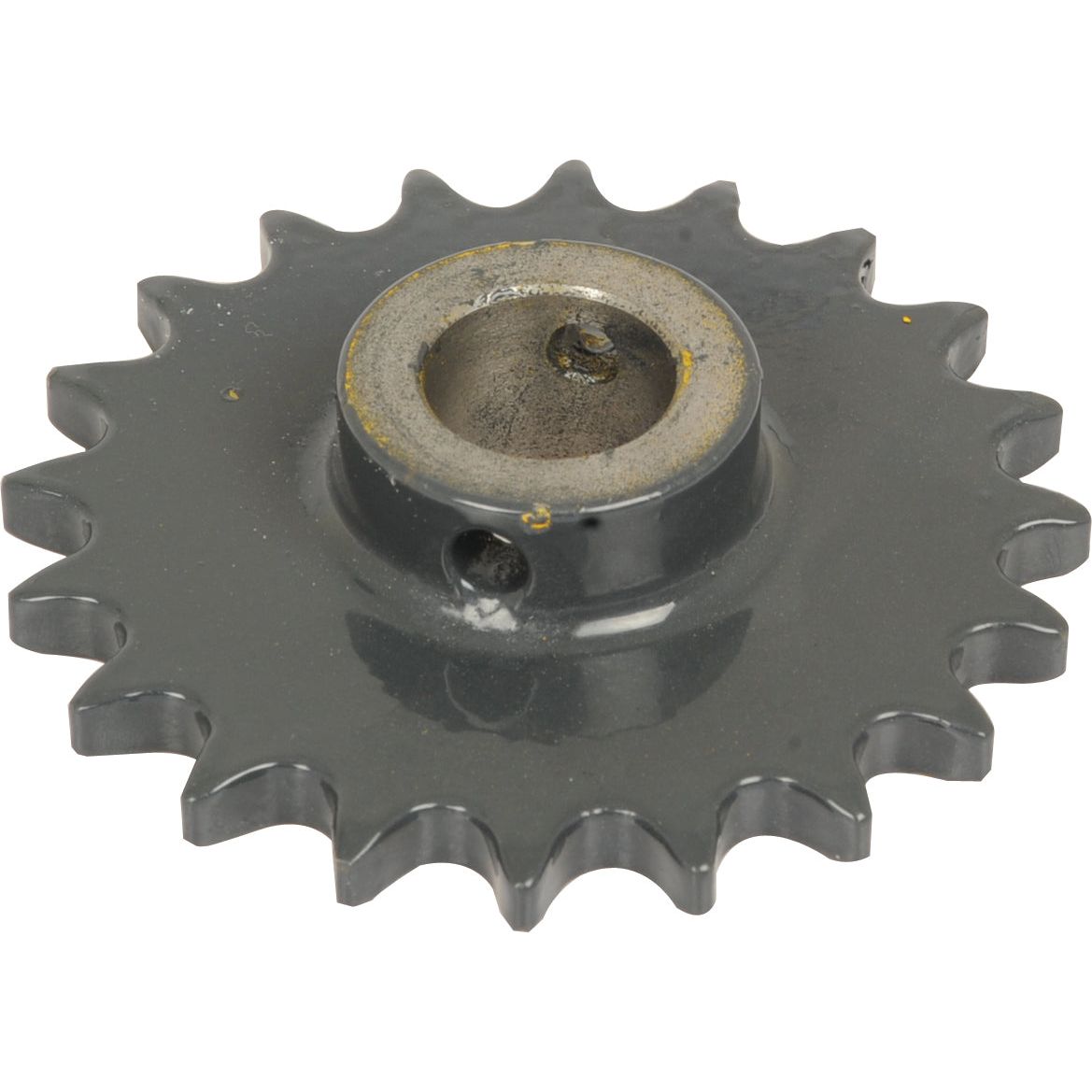 A metal idler sprocket with 16 teeth and a central hole, shown against a white background. Ideal for Claas DOMINATOR machinery, this Sparex part (S.104644) ensures durability and efficiency.