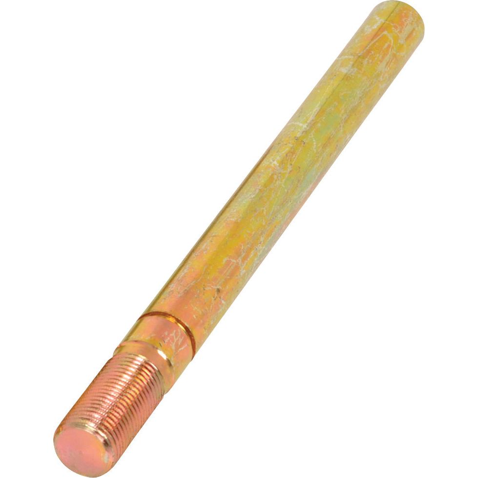 A cylindrical metal rod with a threaded end and a smooth yellow-gold finish, ideal as a replacement part for Claas machinery. Introducing the Retractable Finger by Sparex, designed to fit as 603759 (Sparex Part No. S.104665).